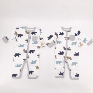 Rene Rofe Baby Boy Outfits One Piece Bears Cotton Size 6-9 M Lot of 2 New $35